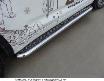 37 949 р. Пороги с площадкой 60,3 мм ТСС Тюнинг  Toyota Highlander  XU50 (2013-2017) (серые). Увеличить фотографию 1