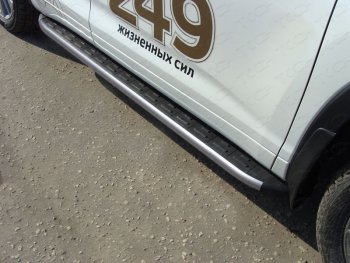 21 349 р. Пороги алюминиевые с пластиковой накладкой ТСС Тюнинг  Toyota Highlander  XU50 (2016-2020) (карбон серые). Увеличить фотографию 1