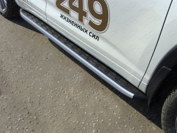 21 349 р. Пороги алюминиевые с пластиковой накладкой ТСС Тюнинг  Toyota Highlander  XU50 (2016-2020) (карбон серебро). Увеличить фотографию 1