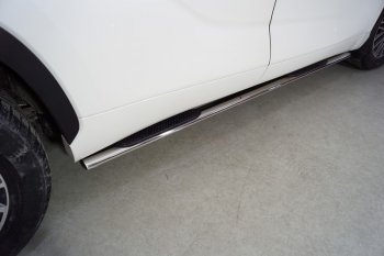 34 749 р. Пороги овальные с накладкой 75х42 мм ТСС Тюнинг Toyota Highlander XU70 (2020-2024) (серые). Увеличить фотографию 1