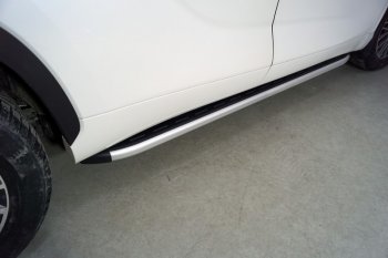 Пороги алюминиевые с пластиковой накладкой ТСС Тюнинг Toyota Highlander XU70 (2020-2024)  (серые)