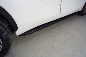Пороги алюминиевые с пластиковой накладкой ТСС Тюнинг Toyota (Тойота) Highlander (Хайлэндер)  XU70 (2020-2024) XU70  (карбон черные)