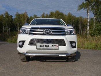 Защита переднего бампера нижняя с ДХО 76,1 мм ТСС Тюнинг Toyota Hilux Revo Double Cab дорестайлинг (2015-2018)