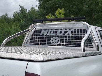 133 999 р. Защита кузова и заднего стекла (для крышки) со светодиодной фарой d75*42 мм ТСС Тюнинг  Toyota Hilux  AN120 (2016-2024) (нержавейка). Увеличить фотографию 1