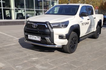 22 599 р. Защита переднего бампера нижняя 76,1 мм ТСС Тюнинг  Toyota Hilux  AN120 (2020-2024) (нержавейка). Увеличить фотографию 1