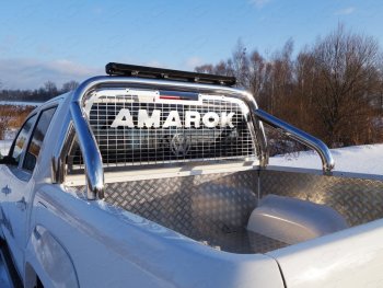 120 299 р. Защита кузова и заднего стекла (только для кузова) d 76,1 мм светодиодной фарой ТСС Тюнинг  Volkswagen Amarok (2016-2022) (нержавейка). Увеличить фотографию 1