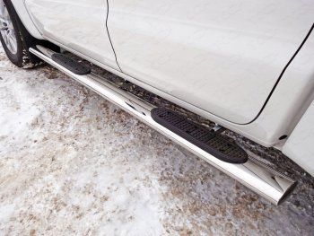 44 949 р. Пороги овальные с накладкой 120*60 мм ТСС Тюнинг  Volkswagen Amarok (2016-2022) (серые). Увеличить фотографию 1