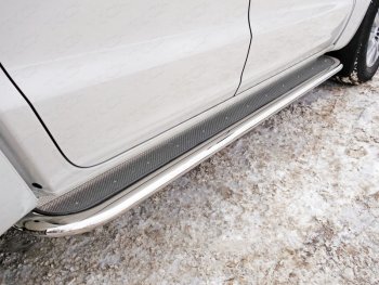 55 999 р. Пороги с площадкой 75х42 мм ТСС Тюнинг  Volkswagen Amarok (2016-2022) (нержавейка). Увеличить фотографию 1