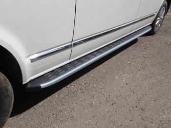 32 999 р. Пороги алюминиевые с пластиковой накладкой ТСС Тюнинг  Volkswagen Caravelle  T6 (2015-2019) (карбон серые). Увеличить фотографию 1