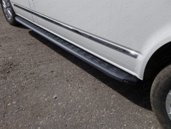 Пороги алюминиевые с пластиковой накладкой ТСС Тюнинг Volkswagen (Волксваген) Caravelle (каравелла)  T6 (2015-2019) T6 дорестайлинг
