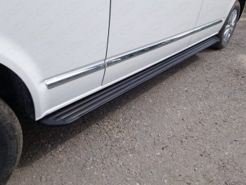 Пороги алюминиевые, ТСС Тюнинг Volkswagen (Волксваген) Caravelle (каравелла)  T6 (2015-2019) T6 дорестайлинг  (Slim Line Black)