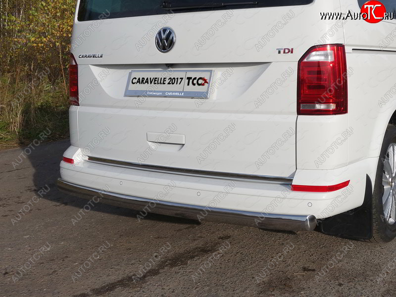 25 999 р. Защита заднего бампера (овальная, d75х42 мм) TCC Volkswagen Caravelle T6 дорестайлинг (2015-2019)