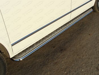 37 949 р. Пороги с площадкой 42,4 мм ТСС Тюнинг Volkswagen Multivan T5 рестайлинг (2009-2015) (серые). Увеличить фотографию 1