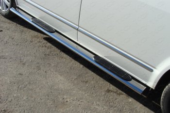 Пороги овальные с накладкой 120*60 мм ТСС Тюнинг Volkswagen Multivan T6 дорестайлинг (2016-2019)