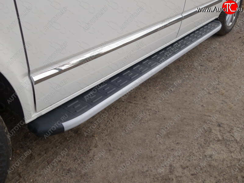 28 749 р. Пороги алюминиевые с пластиковой накладкой ТСС Тюнинг Volkswagen Multivan T6 дорестайлинг (2016-2019) (серые)