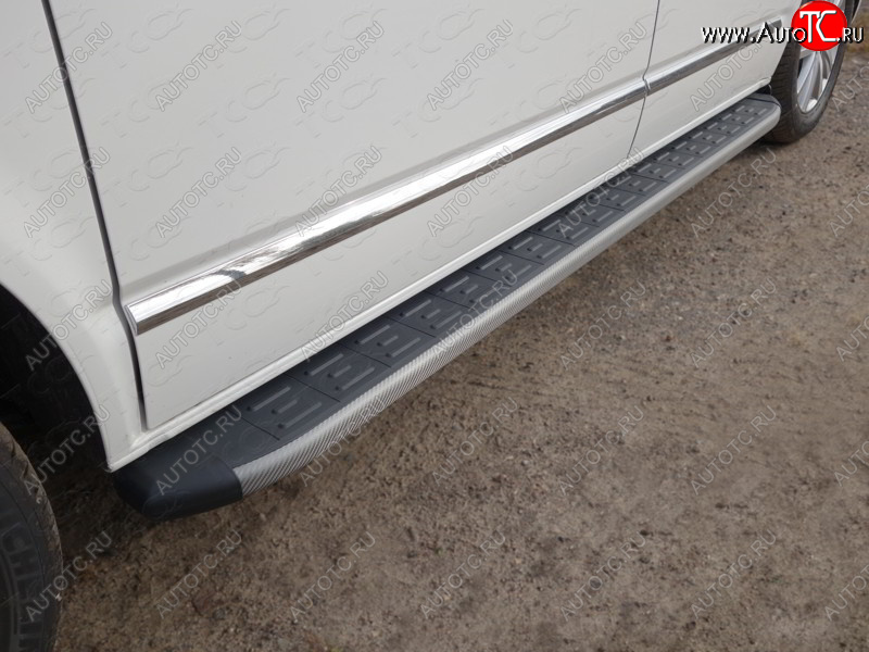 30 999 р. Пороги алюминиевые с пластиковой накладкой ТСС Тюнинг Volkswagen Multivan T6 дорестайлинг (2016-2019) (карбон серые)