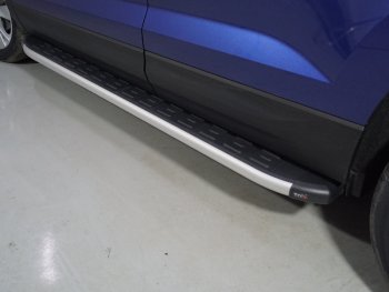 Пороги алюминиевые с пластиковой накладкой ТСС Тюнинг Volkswagen Taos (2020-2022)  (серые)