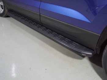 Пороги алюминиевые с пластиковой накладкой ТСС Тюнинг Volkswagen Taos (2020-2022)  (карбон черные)