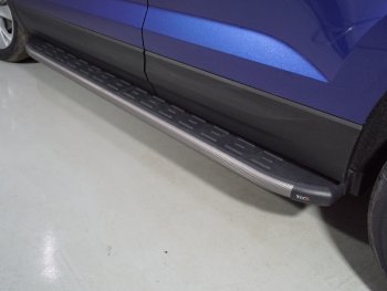 21 349 р. Пороги алюминиевые с пластиковой накладкой, ТСС Тюнинг  Volkswagen Taos (2020-2022) (карбон серые). Увеличить фотографию 1