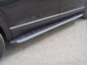 30 999 р. Пороги алюминиевые с пластиковой накладкой ТСС Тюнинг  Volkswagen Teramont  CA1 (2016-2020) (карбон серые). Увеличить фотографию 1