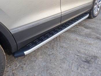 19 999 р. Пороги алюминиевые с пластиковой накладкой ТСС Тюнинг  Volkswagen Tiguan  Mk2 (2016-2020) (серые). Увеличить фотографию 1