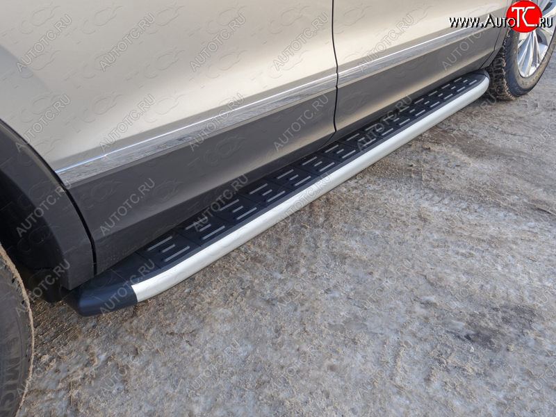 19 999 р. Пороги алюминиевые с пластиковой накладкой ТСС Тюнинг  Volkswagen Tiguan  Mk2 (2016-2020) (серые)