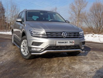 17 999 р. Защита переднего бампера нижняя d60,3 мм ТСС Тюнинг  Volkswagen Tiguan  Mk2 (2016-2020) (нержавейка). Увеличить фотографию 1