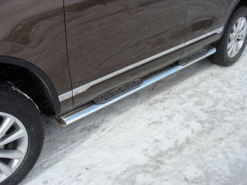44 949 р. Пороги овальные с накладкой 120*60 мм ТСС Тюнинг  Volkswagen Touareg  NF (2014-2018) (серые). Увеличить фотографию 1
