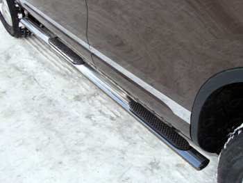 Пороги овальные с накладкой 75х42 мм ТСС Тюнинг Volkswagen (Волксваген) Touareg (Туарек)  NF (2014-2018) NF рестайлинг