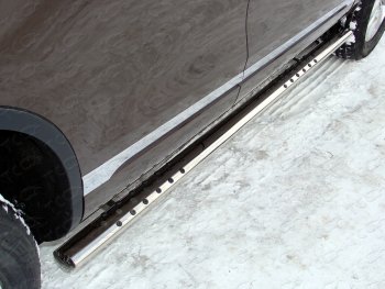 36 949 р. Пороги овальные с проступью 75х42 мм ТСС Тюнинг  Volkswagen Touareg  NF (2014-2018) (серые). Увеличить фотографию 1