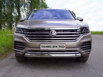 Защита передняя нижняя овальная 75*42 мм ТСС Тюнинг Volkswagen (Волксваген) Touareg (Туарек)  CR (2018-2024) CR  (нержавейка)