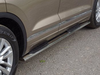 46 999 р. Пороги овальные с накладкой 120*60 мм ТСС Тюнинг  Volkswagen Touareg  CR (2018-2024) (серые). Увеличить фотографию 1