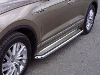49 849 р. Пороги с площадкой 60,3 мм ТСС Тюнинг  Volkswagen Touareg  CR (2018-2024) (нержавейка). Увеличить фотографию 1