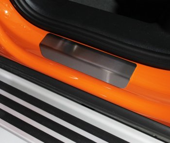 2 269 р. Накладки на задние порожки (нержавейка) ТСС Тюнинг  Audi Q3  F3 (2018-2022) (шлифованный лист). Увеличить фотографию 1