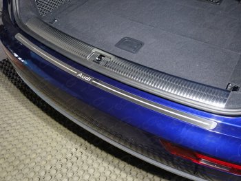 4 099 р.  Накладка на задний бампер (без пневмоподвески) ТСС Тюнинг  Audi Q5  FY (2017-2020) (лист шлифованный надпись audi). Увеличить фотографию 1