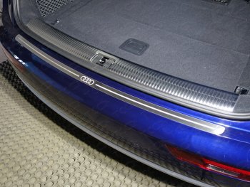 4 099 р. Накладка на задний бампер (без пневмоподвески) ТСС Тюнинг  Audi Q5  FY (2017-2020) (лист шлифованный, логотип audi). Увеличить фотографию 1