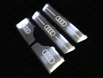 10 199 р. Накладки на пороги ТСС Тюнинг  Audi Q7  4M (2015-2020) (лист шлифованный, логотип audi). Увеличить фотографию 1