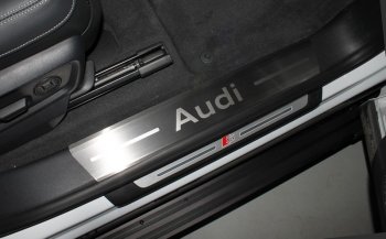9 249 р. Накладки на пороги (4 шт) ТСС Тюнинг  Audi Q8  4MN (2018-2024) (лист шлифованный, надпись audi). Увеличить фотографию 1