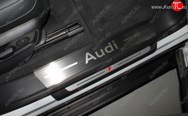 9 249 р. Накладки на пороги (4 шт) ТСС Тюнинг  Audi Q8  4MN (2018-2024) (лист шлифованный, надпись audi)