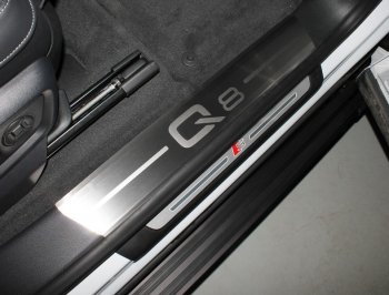 9 249 р. Накладки на пороги (4 шт) ТСС Тюнинг  Audi Q8  4MN (2018-2024) (лист шлифованный, надпись Q8 ). Увеличить фотографию 1