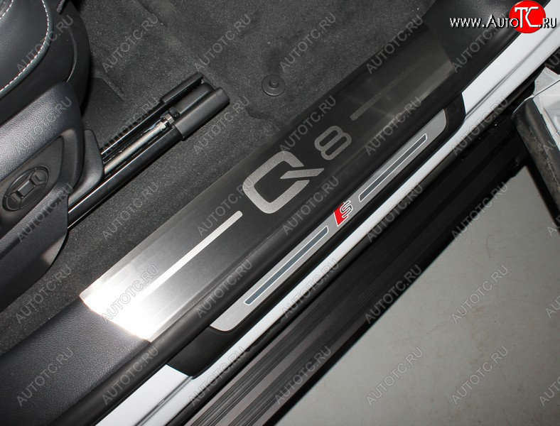 9 249 р. Накладки на пороги (4 шт) ТСС Тюнинг  Audi Q8  4MN (2018-2024) (лист шлифованный, надпись Q8 )