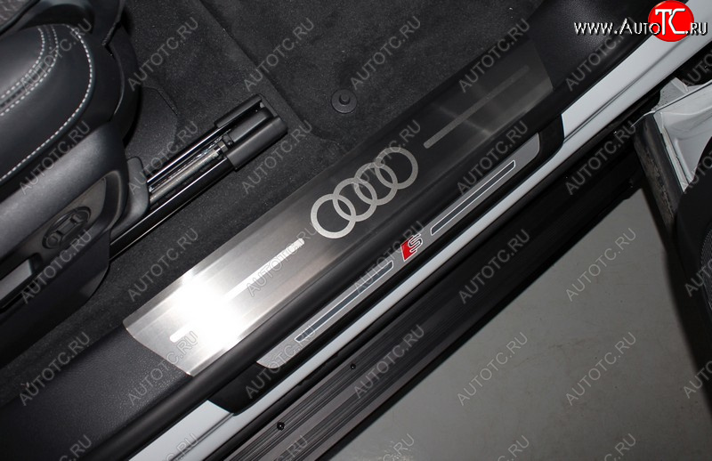 9 249 р. Накладки на пороги (4 шт) ТСС Тюнинг  Audi Q8  4MN (2018-2024) (лист шлифованный, логотип audi )
