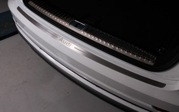 4 899 р. Накладка на задний бампер ТСС Тюнинг  Audi Q8  4MN (2018-2024) (лист шлифованный, надпись audi). Увеличить фотографию 1