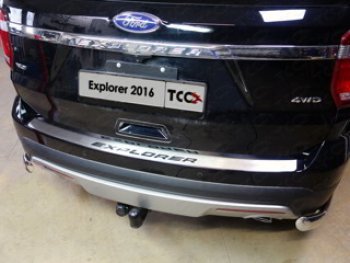 5 199 р. Накладка на задний бампер, ТСС Тюнинг  Ford Explorer  U502 (2015-2018) (лист шлифованный надпись Explorer). Увеличить фотографию 1