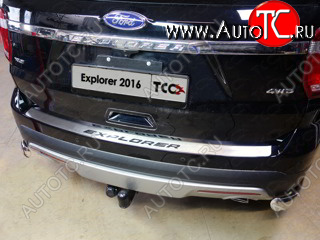 5 199 р. Накладка на задний бампер, ТСС Тюнинг  Ford Explorer  U502 (2015-2018) (лист шлифованный надпись Explorer)