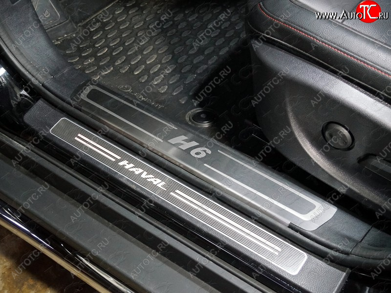 3 679 р. Накладки на пластиковые пороги, ТСС Тюнинг  Haval H6 Coupe (2015-2019) (лист шлифованный надпись Н6)