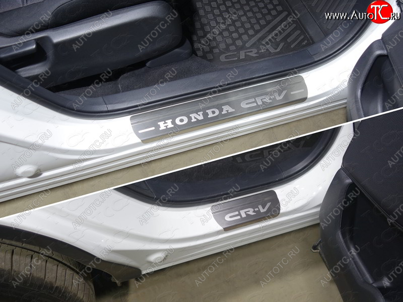 5 199 р. Накладки на пороги, ТСС Тюнинг  Honda CR-V  RW,RT (2016-2020) (лист шлифованный надпись Honda CR-V)