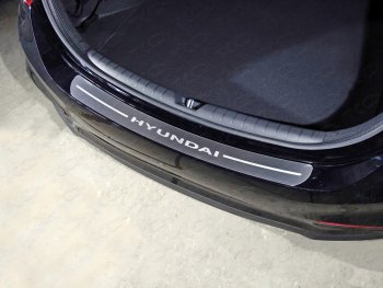 3 099 р. Накладки на задний бампер, ТСС Тюнинг  Hyundai Solaris  2 (2017-2020) (лист шлифованный надпись Hyundai). Увеличить фотографию 1