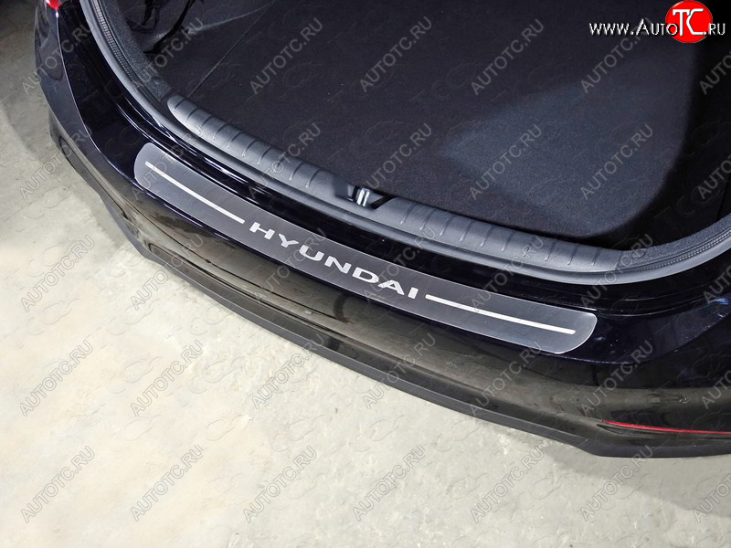 3 099 р. Накладки на задний бампер, ТСС Тюнинг  Hyundai Solaris  2 (2017-2020) (лист шлифованный надпись Hyundai)