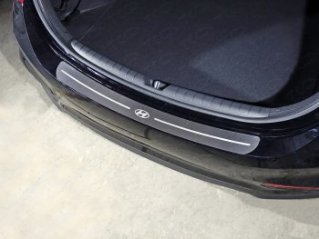 3 099 р. Накладки на задний бампер, ТСС Тюнинг  Hyundai Solaris  2 (2017-2020) (лист шлифованный логотип Hyundai). Увеличить фотографию 1